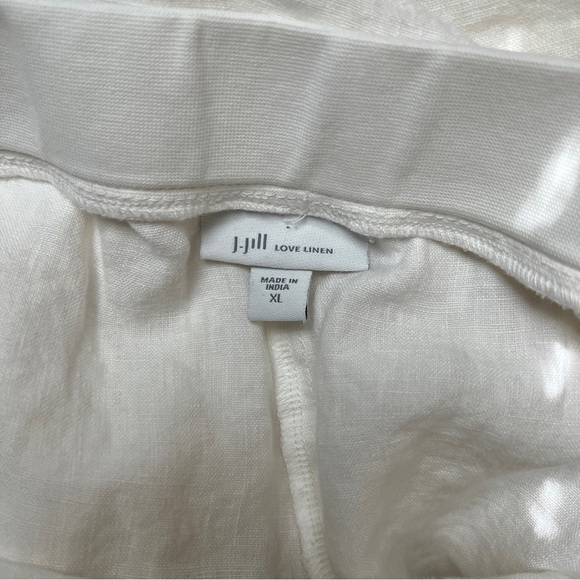 J Jill Love Linen Pants XL Cropped Pull On Pockets Ivory Relaxed Comfort Band - Picture 11 of 12